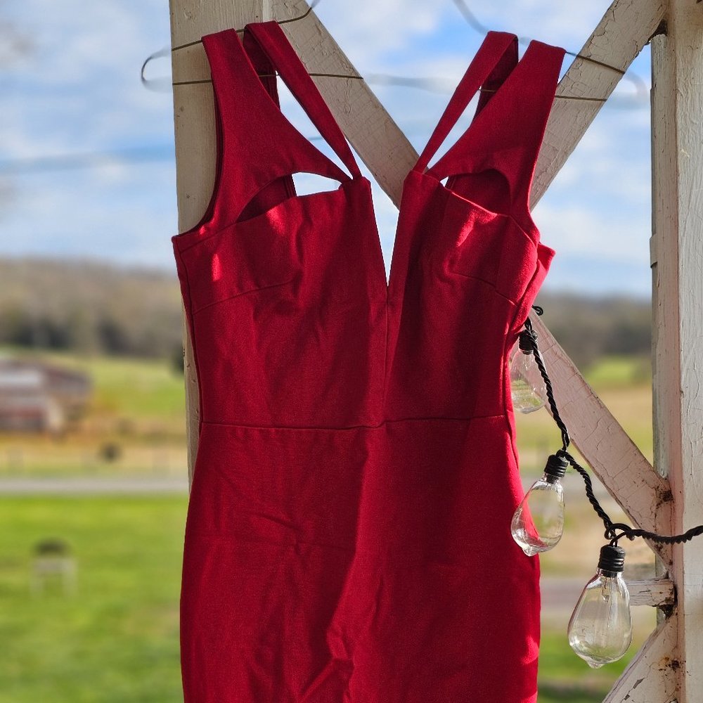 Solemio red bodycon dress size large - Picture 2 of 7